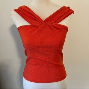 Maeve Anthropologie Orange Twist Strap Textured Tank Top Small sleeveless blouse